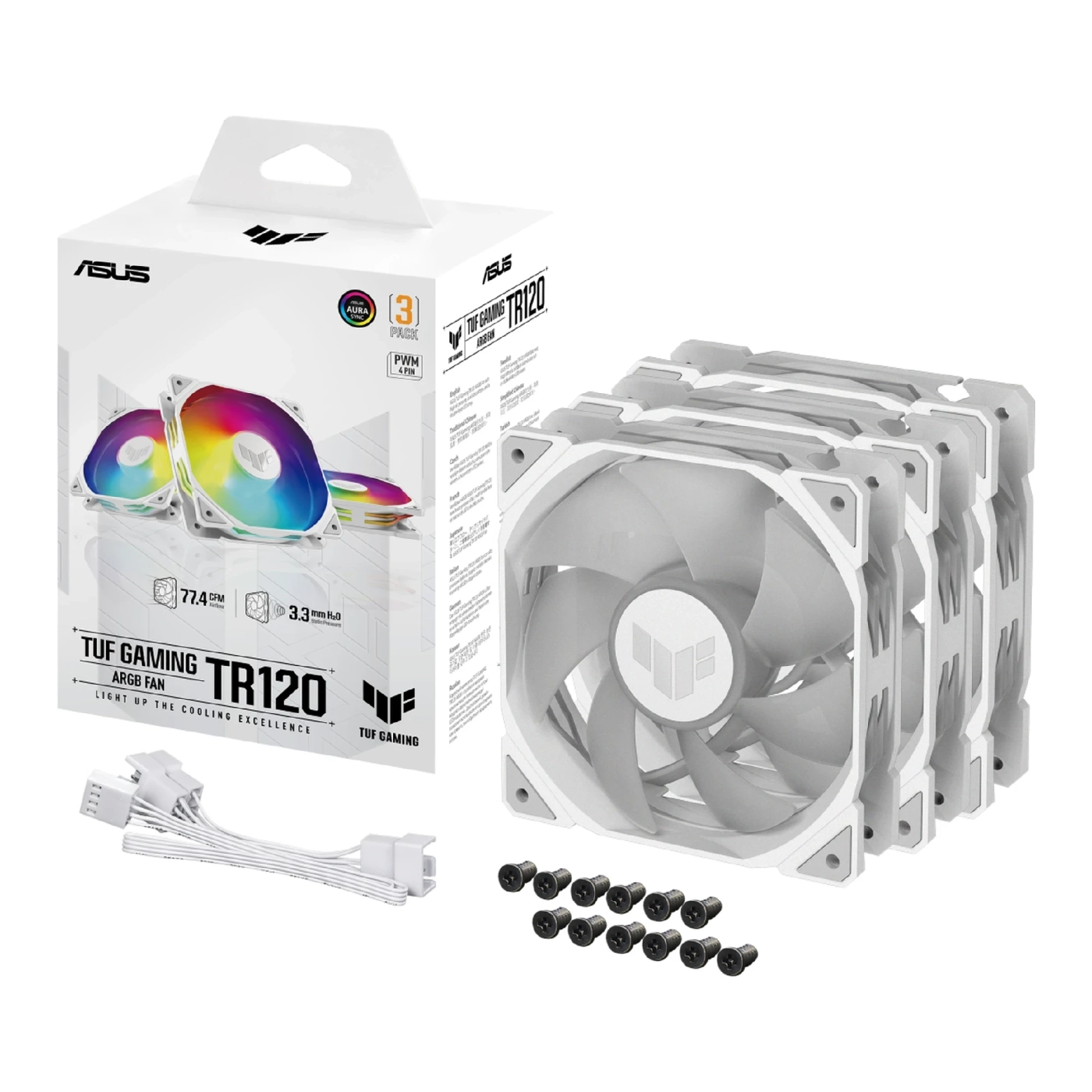 Купить Комплект вентиляторов ASUS TUF Gaming TR120 FAN ARGB White 3in1 (90DA0093-B09020) - фото 8