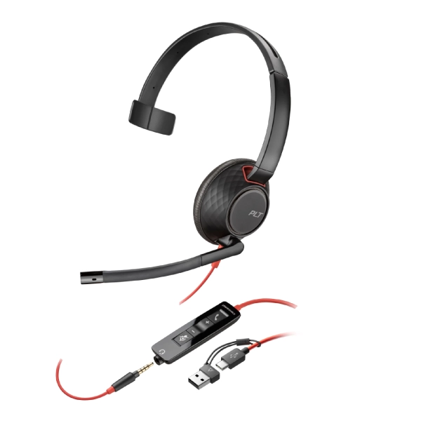 Купити Навушники Poly Blackwire 5210 USB-A/USB-C 3.5 мм Black (8X230AA) - фото 1
