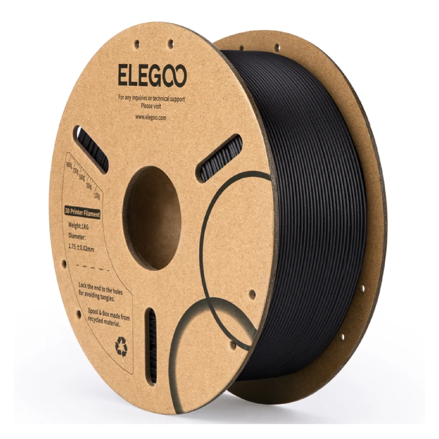 Купить PLA-CF Filament (пластик) для 3D принтера ELEGOO 1кг, 1.75мм, черный (50.203.0464) - фото 1