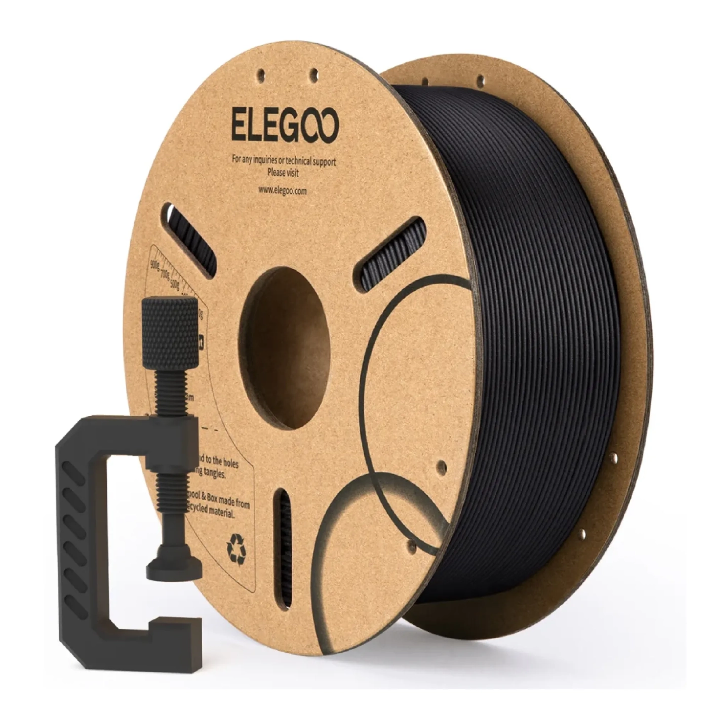 Купить PLA-CF Filament (пластик) для 3D принтера ELEGOO 1кг, 1.75мм, черный (50.203.0464) - фото 2
