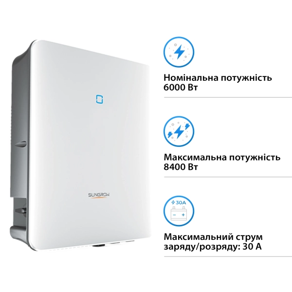 Купить Гибридный инвертор SUNGROW SH6.0RS-V11 6kW HV 2 MPPT 220V Однофазный (ASH00099) - фото 2