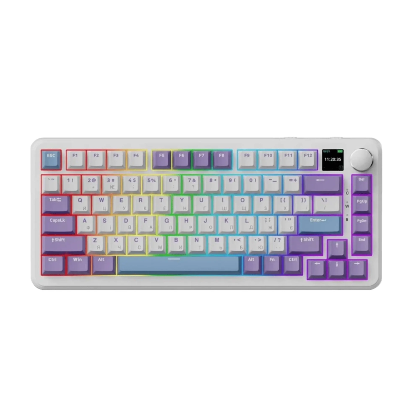 Купити Клавіатура Ajazz AK820 MAX RGB Magnetic Switches Wireless With Screen (AK820MAX-M-PWB) Purple - фото 2