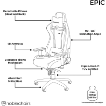 Купити Крісло для геймерів Noblechairs Epic PU Leather Black (NBL-PU-BLA-002) - фото 8