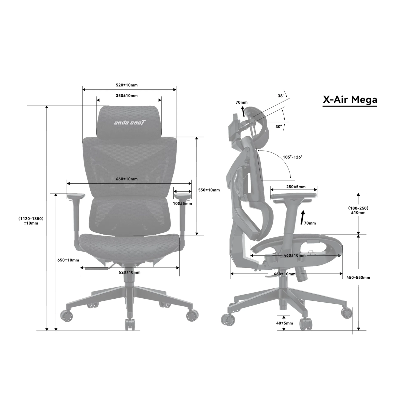 Купить Кресло для геймеров Anda Seat X-Air Mega XL Mesh Gray Twilight (AD-WY-01-GGSP) - фото 7