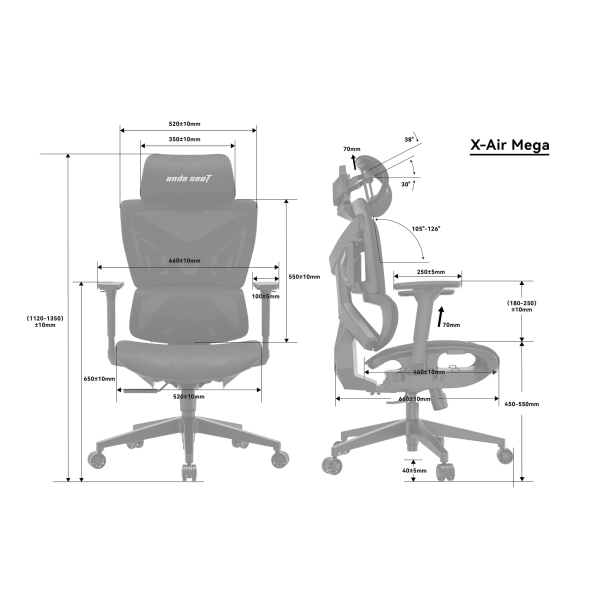 Купить Кресло для геймеров Anda Seat X-Air Mega XL Mesh Gray Twilight (AD-WY-01-GGSP) - фото 7