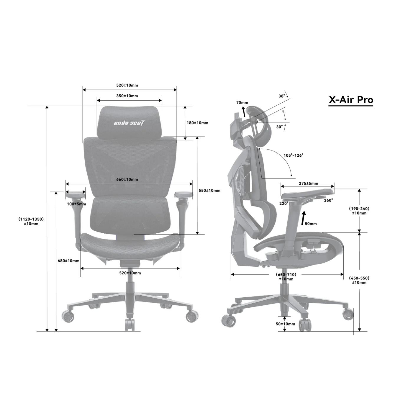 Купить Кресло для геймеров Anda Seat X-Air Pro XL Mesh Space Black (AD-WY-01-BBB-B01) - фото 7