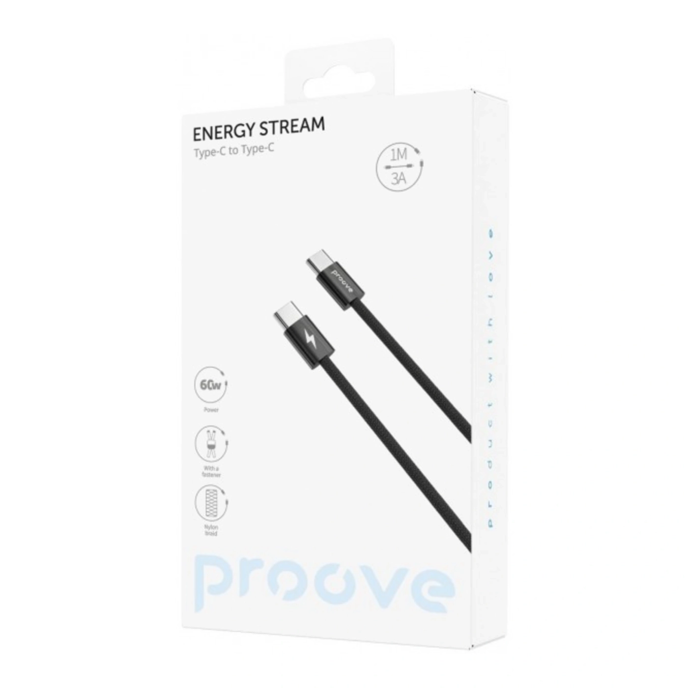 Купить Кабель Proove Energy Stream USB-C - USB-C 60W 1m Black (CCES60002201) - фото 2
