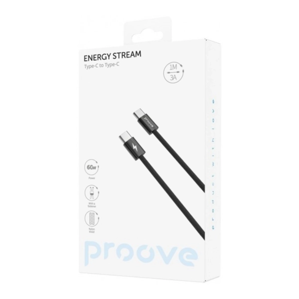 Купить Кабель Proove Energy Stream USB-C - USB-C 60W 1m Black (CCES60002201) - фото 2