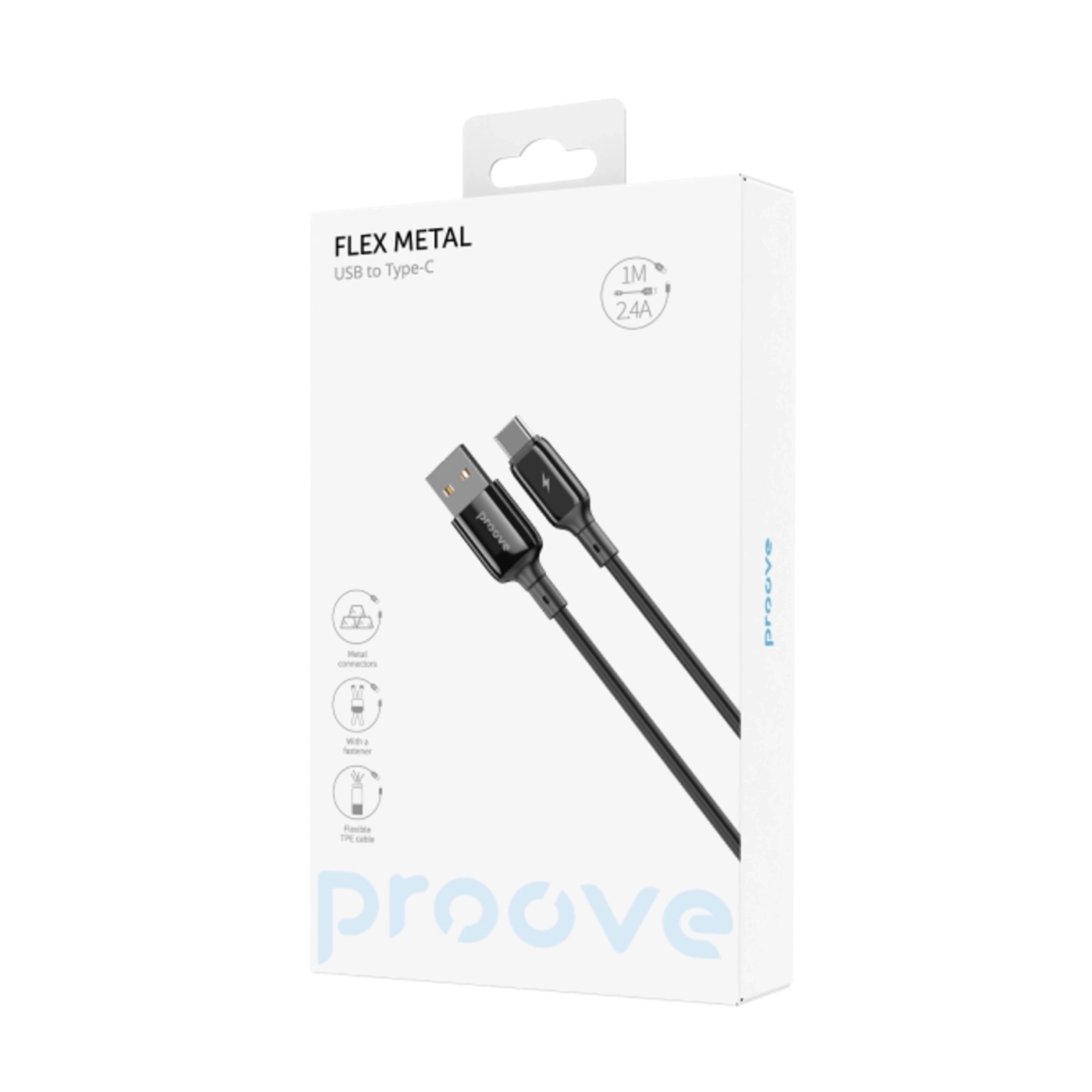 Купить Кабель Proove Flex Metal USB - USB-C 2.4A 1m Black (CCFM20001201) - фото 2