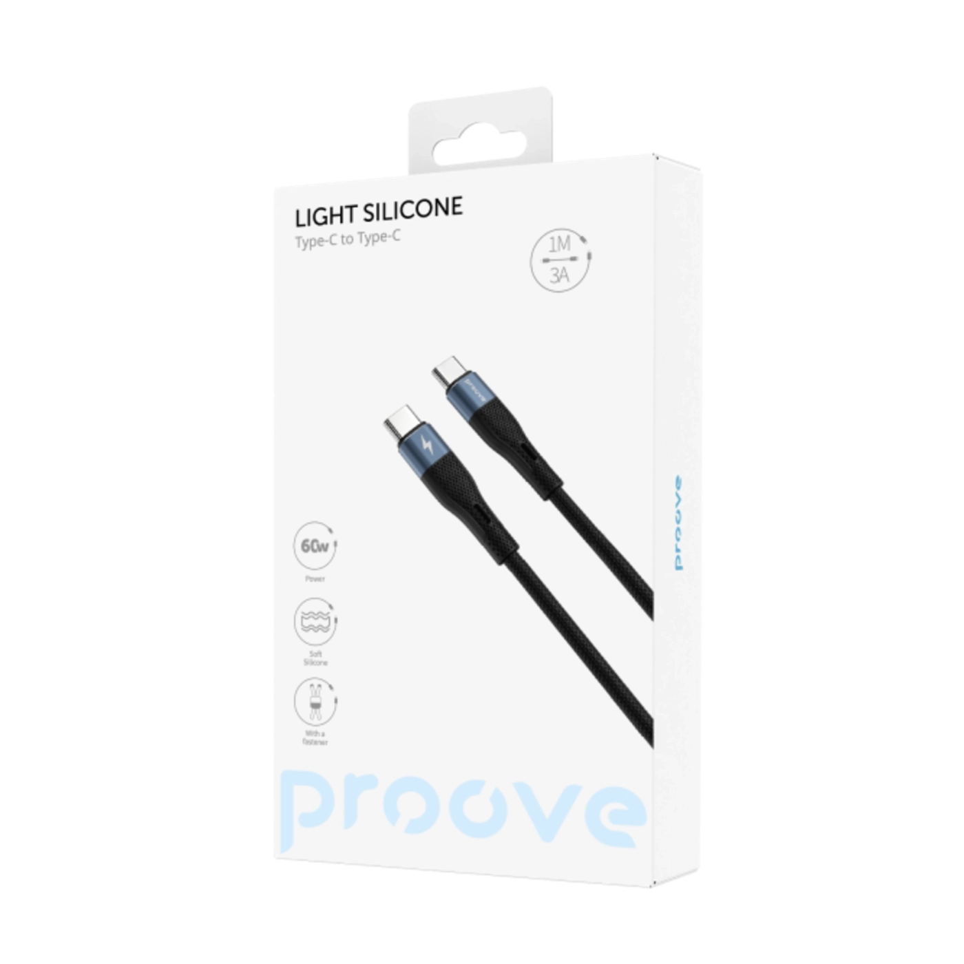 Купити Кабель Proove Light Silicone USB-C - USB-C 60W 1m Black (CCLC60001101) - фото 2