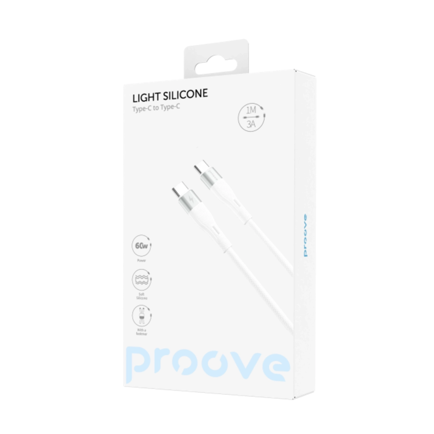 Купити Кабель Proove Light Silicone USB-C - USB-C 60W 1m White (CCLC60001102) - фото 2