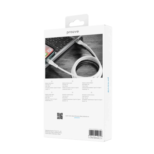 Купити Кабель Proove Light Silicone USB-C - USB-C 60W 1m White (CCLC60001102) - фото 3