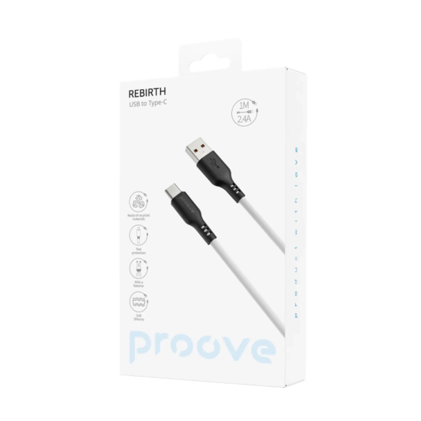 Купить Кабель Proove Rebirth USB - USB-C 2.4A 1m White (CCRE60001202) - фото 2