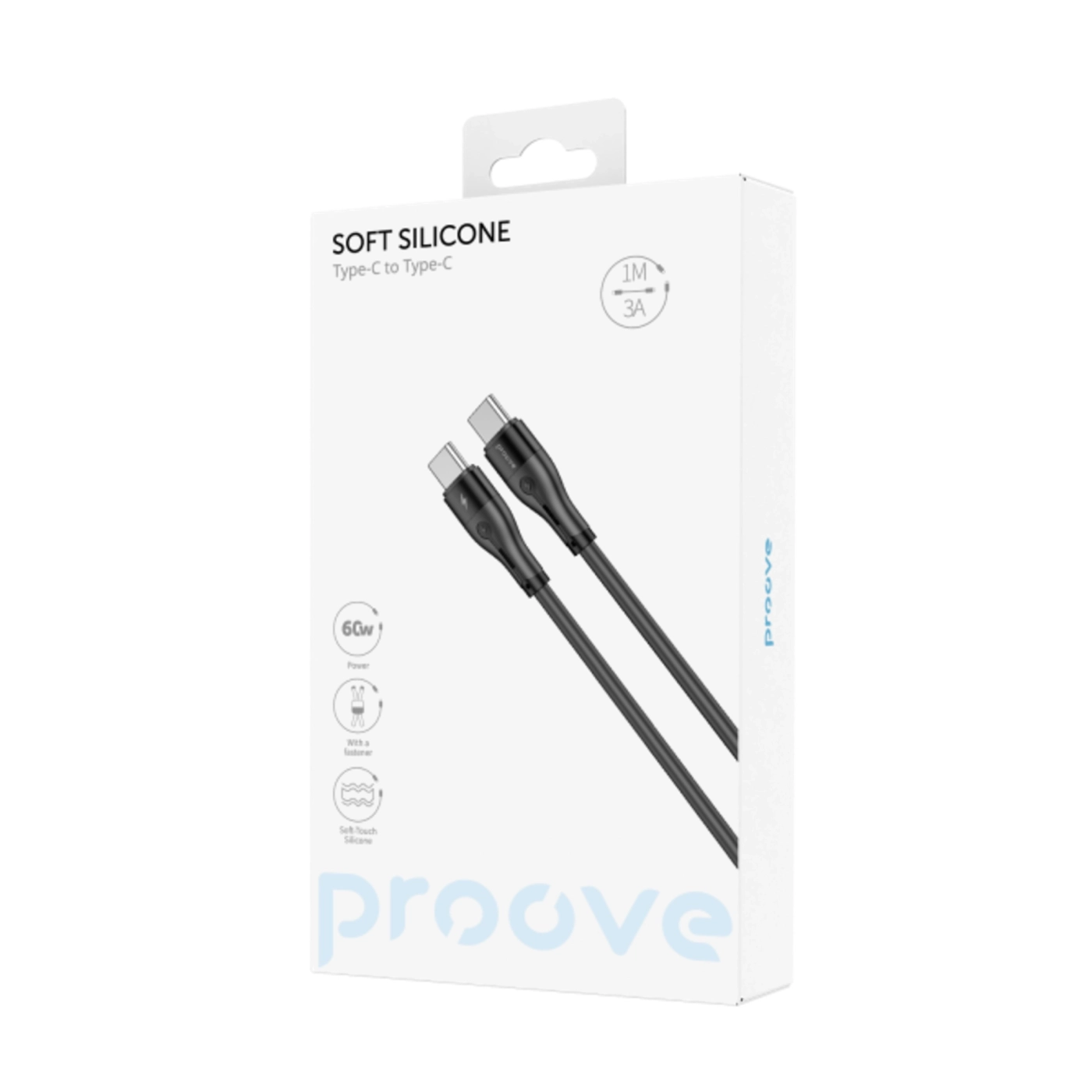 Купити Кабель Proove Soft Silicone USB-C - USB-C 60W 1m Black (CCSO60002201) - фото 4