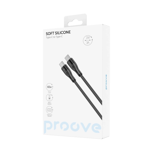 Купити Кабель Proove Soft Silicone USB-C - USB-C 60W 1m Black (CCSO60002201) - фото 4
