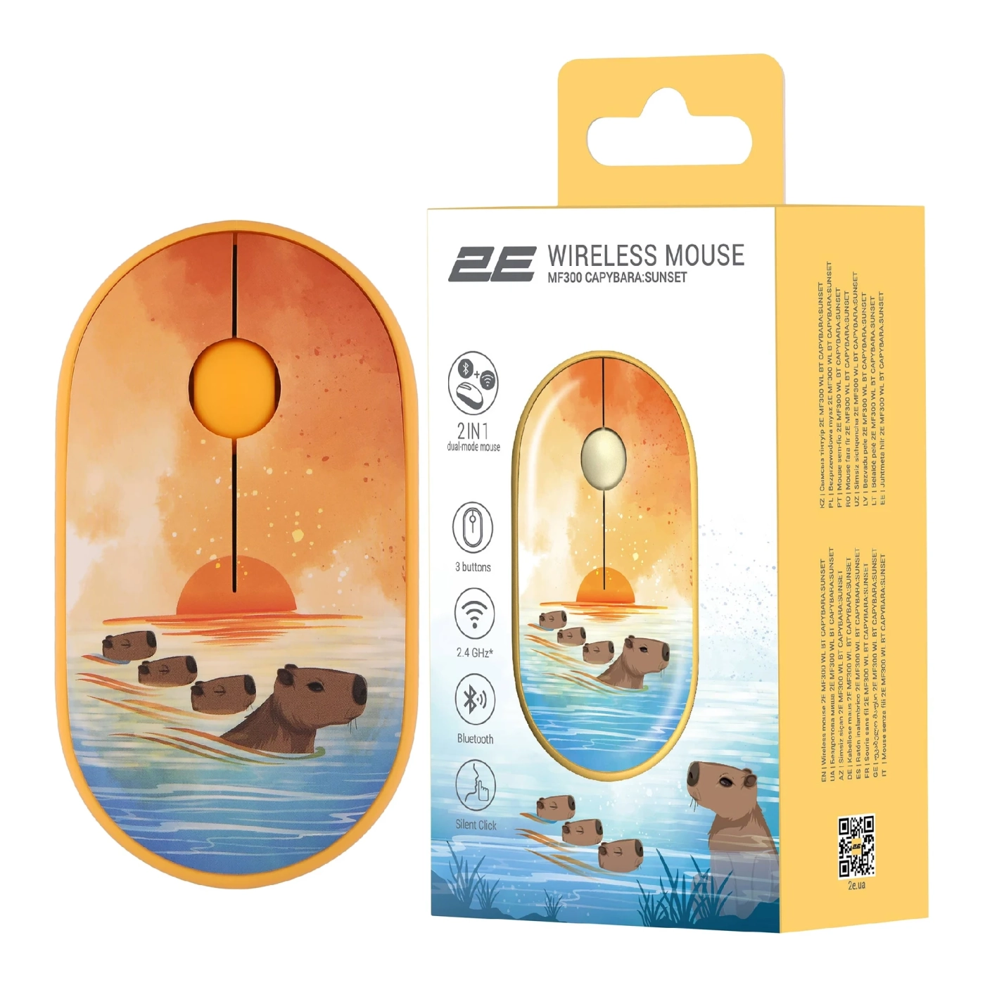 Купить Мышь 2E MF300 CAPYBARASUNSET Silent Wireless/Bluetooth Yellow (2E-MF300WCAPIBARAYW) - фото 7