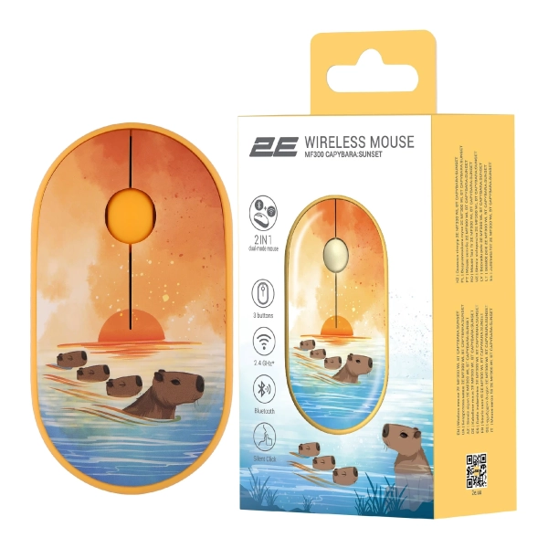 Купить Мышь 2E MF300 CAPYBARASUNSET Silent Wireless/Bluetooth Yellow (2E-MF300WCAPIBARAYW) - фото 7