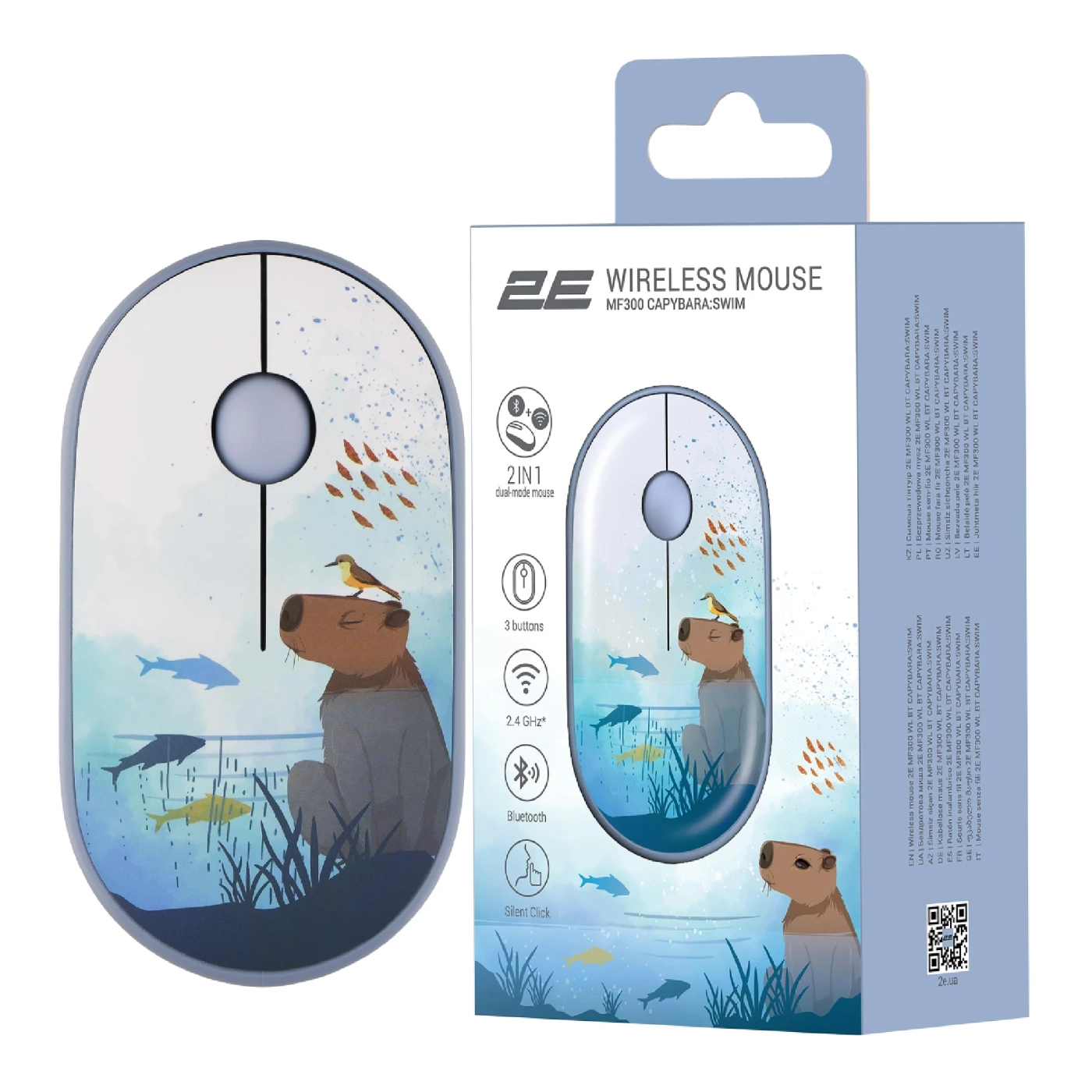 Купить Мышь 2E MF300 CAPYBARASWIM Silent Wireless/Bluetooth Blue (2E-MF300WCAPIBARABL) - фото 6