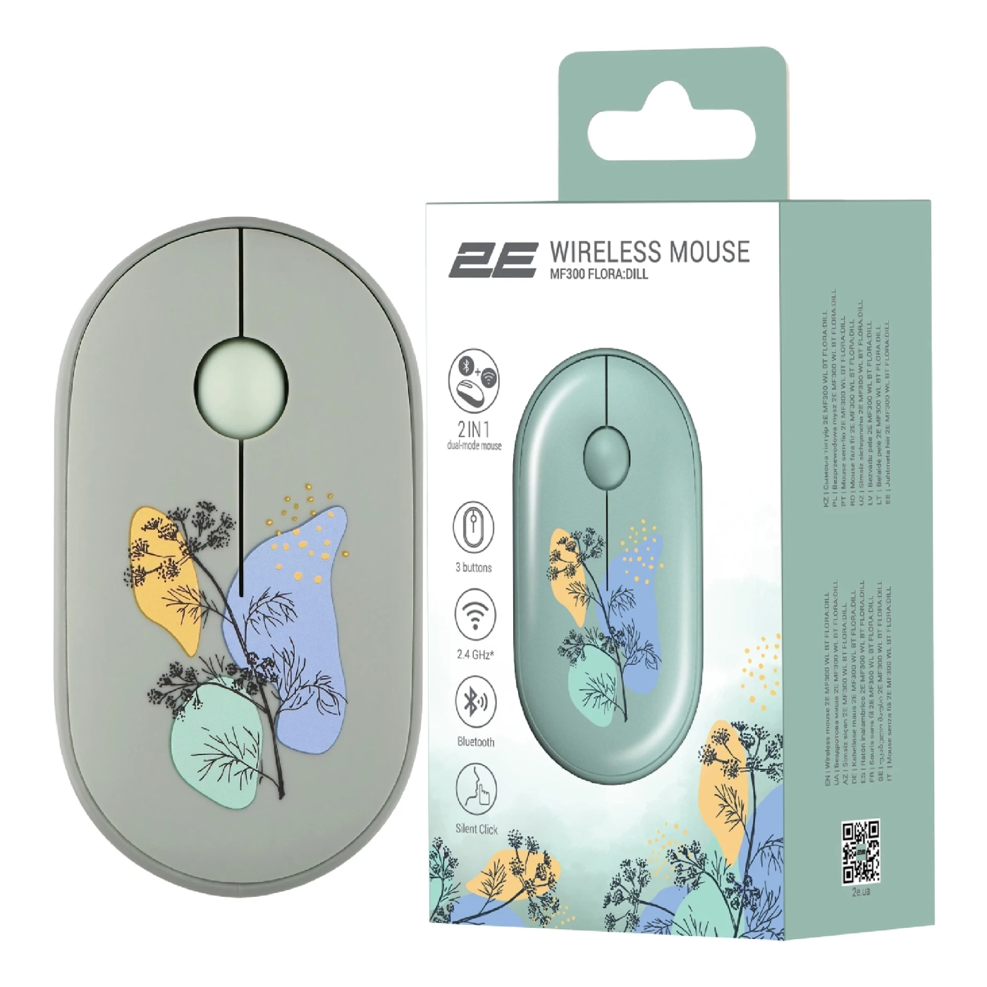 Купити Мишка 2E MF300 FLORADILL Silent Wireless/Bluetooth Green (2E-MF300WFLORAGN) - фото 6