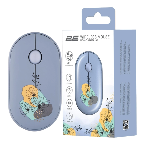 Купить Мышь 2E MF300 FLORAMALLOW Silent Wireless/Bluetooth Blue (2E-MF300WFLORABL) - фото 6