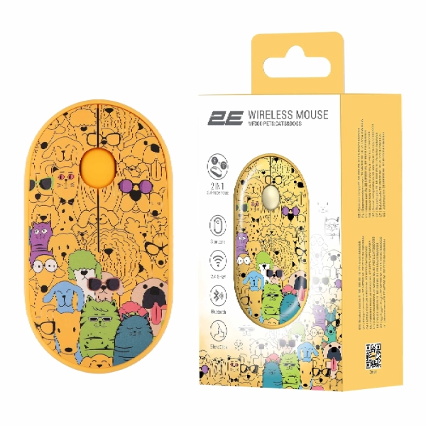 Купити Мишка 2E MF300 PETSCATS&DOGS Silent Wireless/Bluetooth Yellow (2E-MF300WPETSYW) - фото 6
