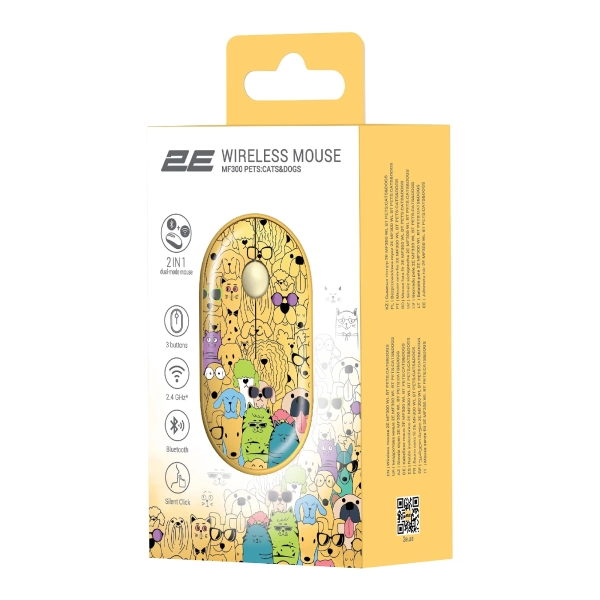 Купити Мишка 2E MF300 PETSCATS&DOGS Silent Wireless/Bluetooth Yellow (2E-MF300WPETSYW) - фото 7