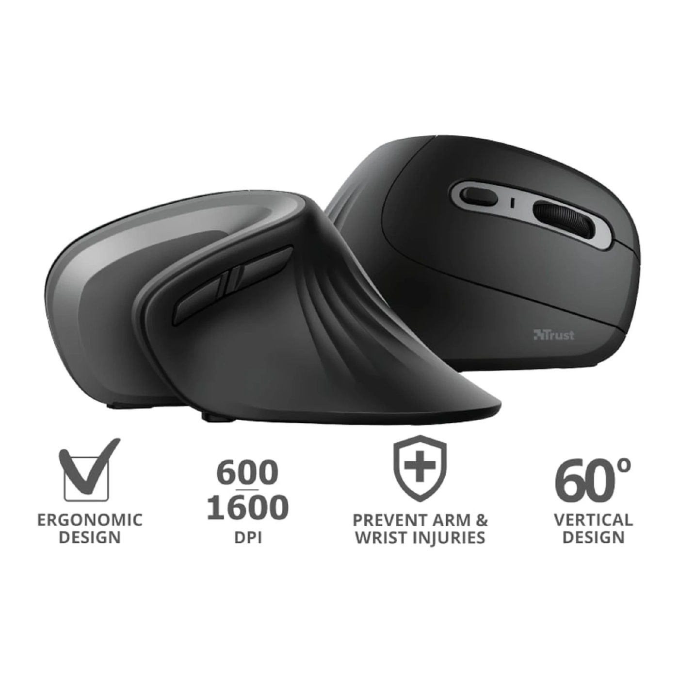 Купить Мышь Trust Verro Ergonomic Wireless Black (23507) - фото 9