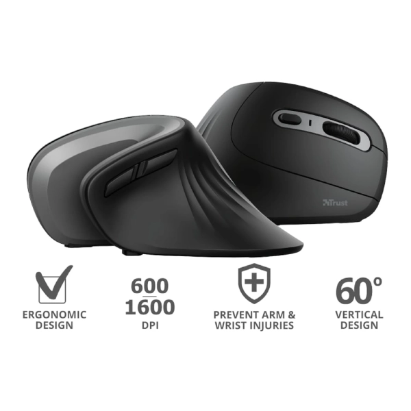 Купить Мышь Trust Verro Ergonomic Wireless Black (23507) - фото 9