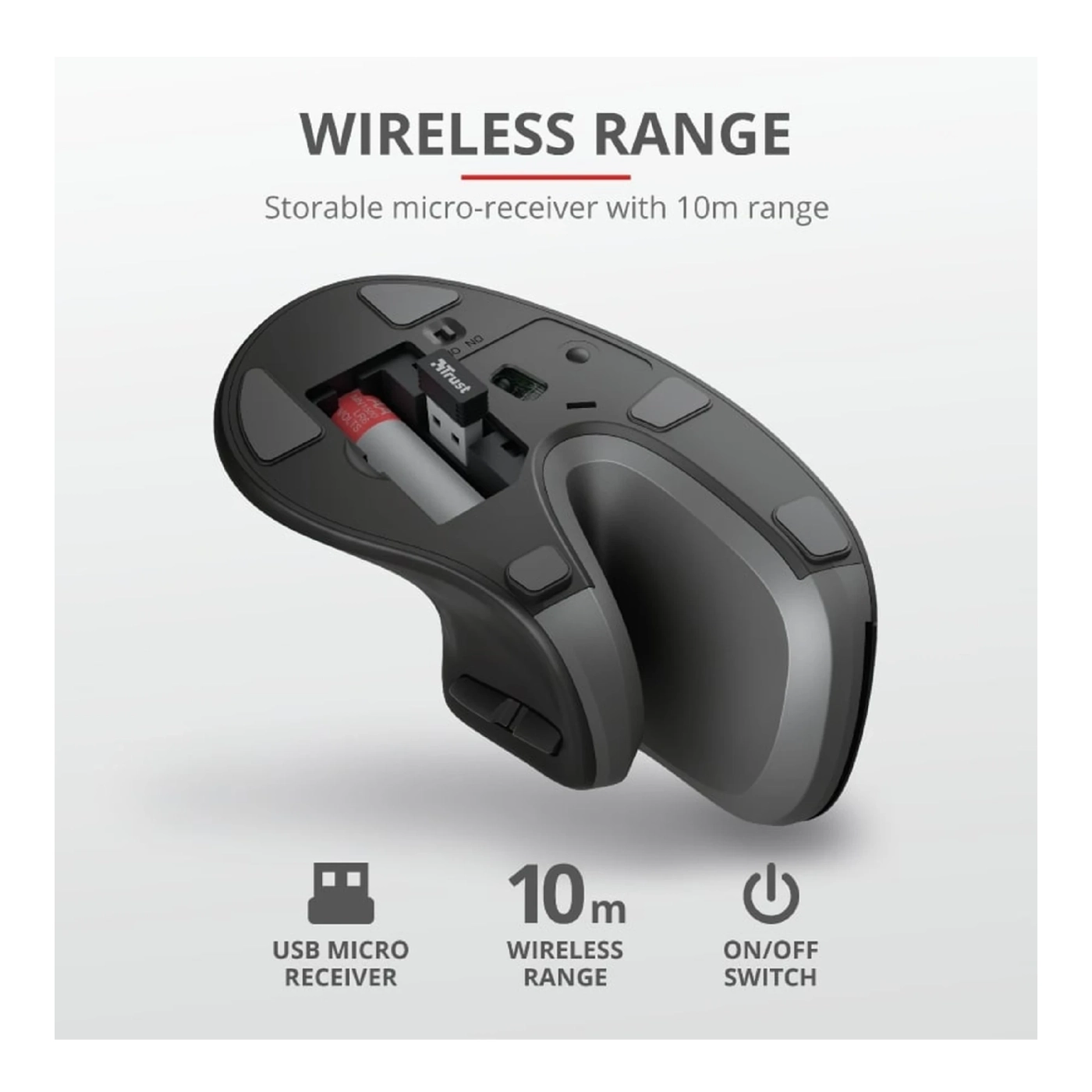 Купить Мышь Trust Verro Ergonomic Wireless Black (23507) - фото 12