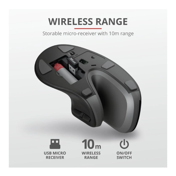 Купить Мышь Trust Verro Ergonomic Wireless Black (23507) - фото 12