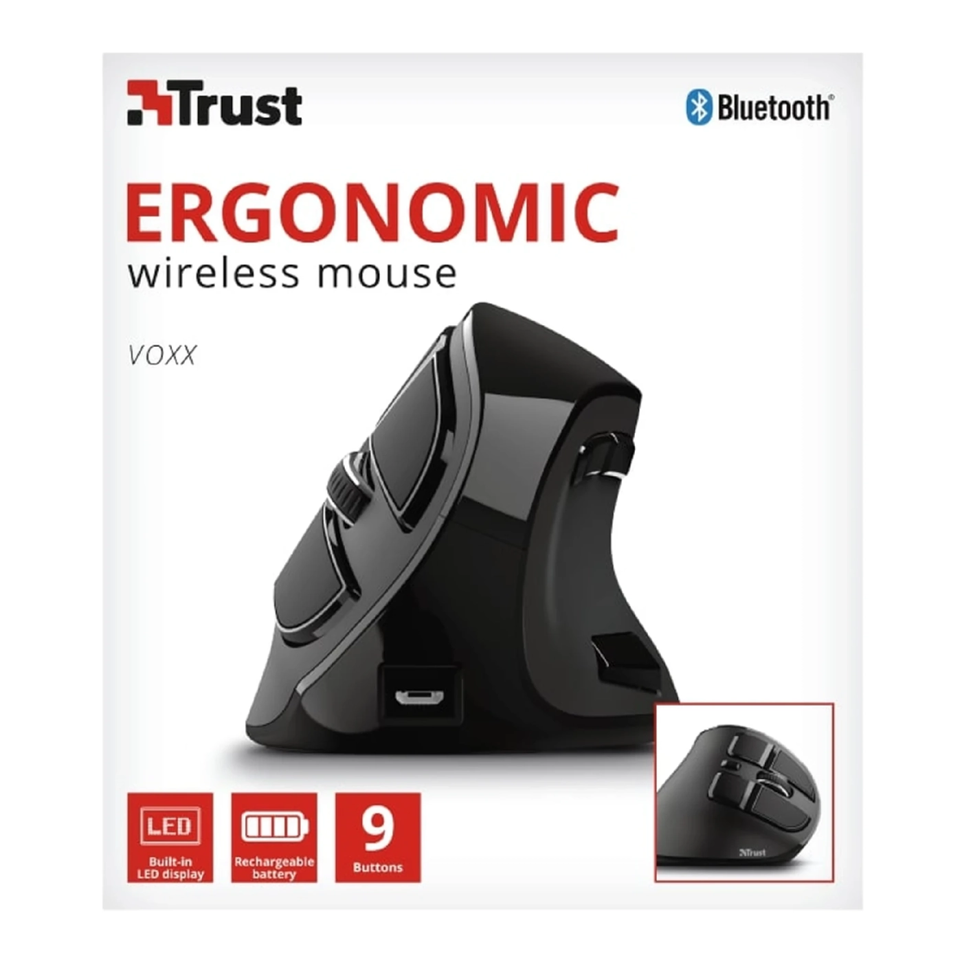 Купить Мышь Trust Voxx Rechargeable Ergonomic Wireless/Bluetooth Black (23731) - фото 13