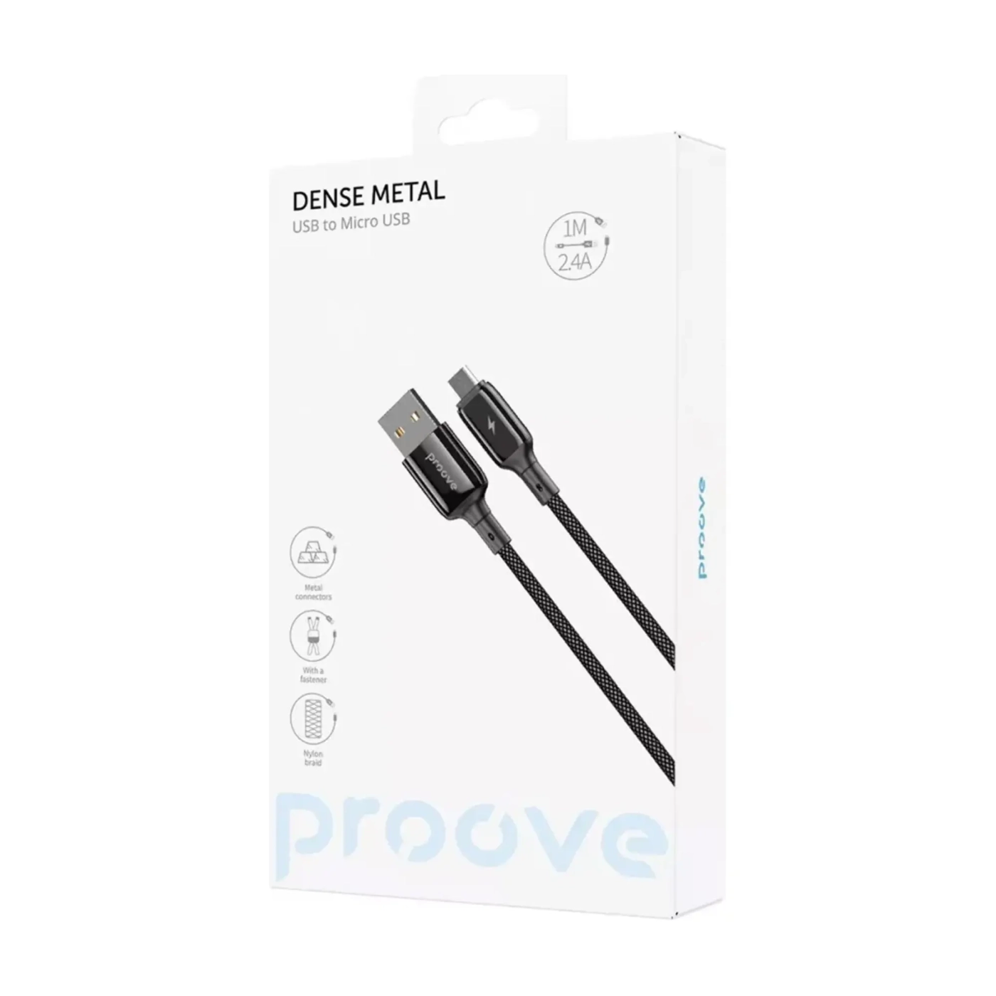 Купити Кабель Proove Dense Metal USB - MicroUSB 2.4A 1m Black (CCDM20001301)_ - фото 4