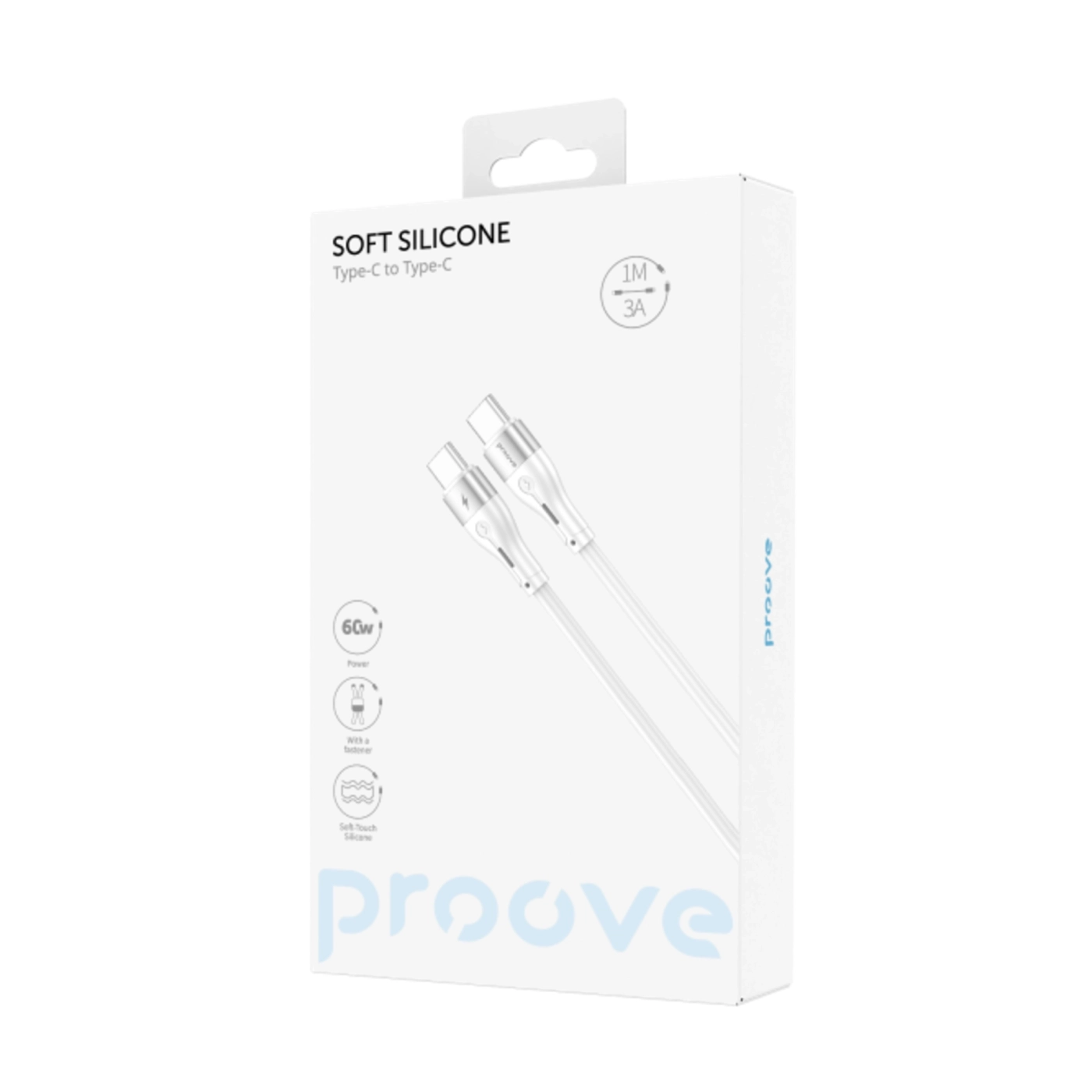 Купити Кабель Proove Soft Silicone USB-C - USB-C 60W 1m White (CCSO60002202) - фото 4