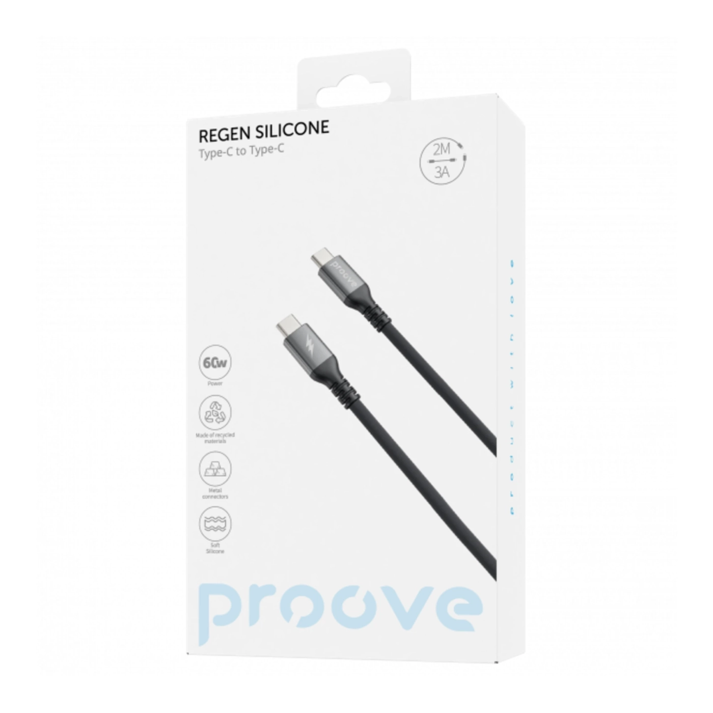 Купити Кабель Proove ReGen Silicone USB-C - USB-C 60W 2m Black (CCRS60002221) - фото 2