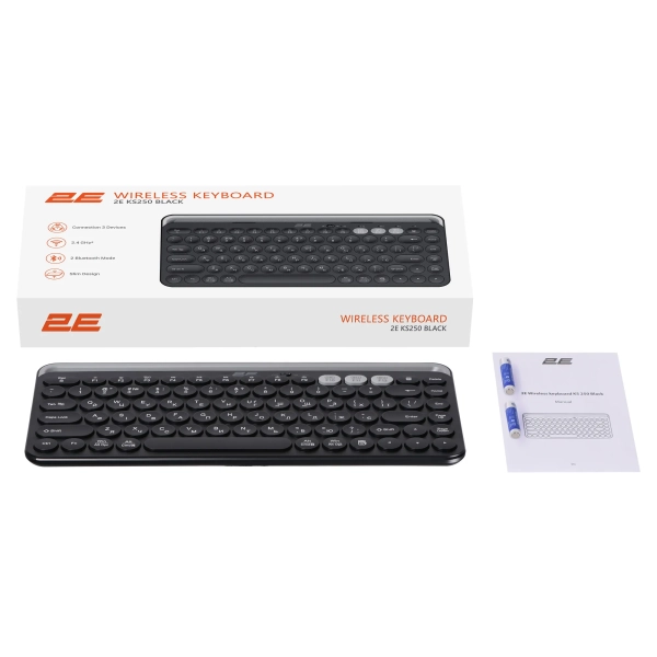 Купить Клавиатура 2E KS250 Wireless USB/Bluetooth UA Black (2E-KS250WBK_UA) - фото 10