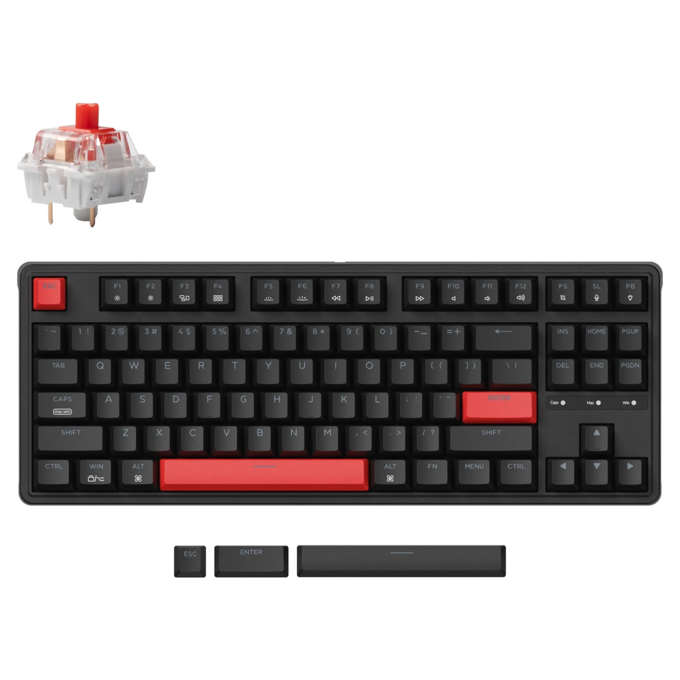 Купить Клавиатура Keychron C3 Pro 87 Key RGB Hot-Swap K Pro Red (C3PH1_KEYCHRON) Black - фото 3