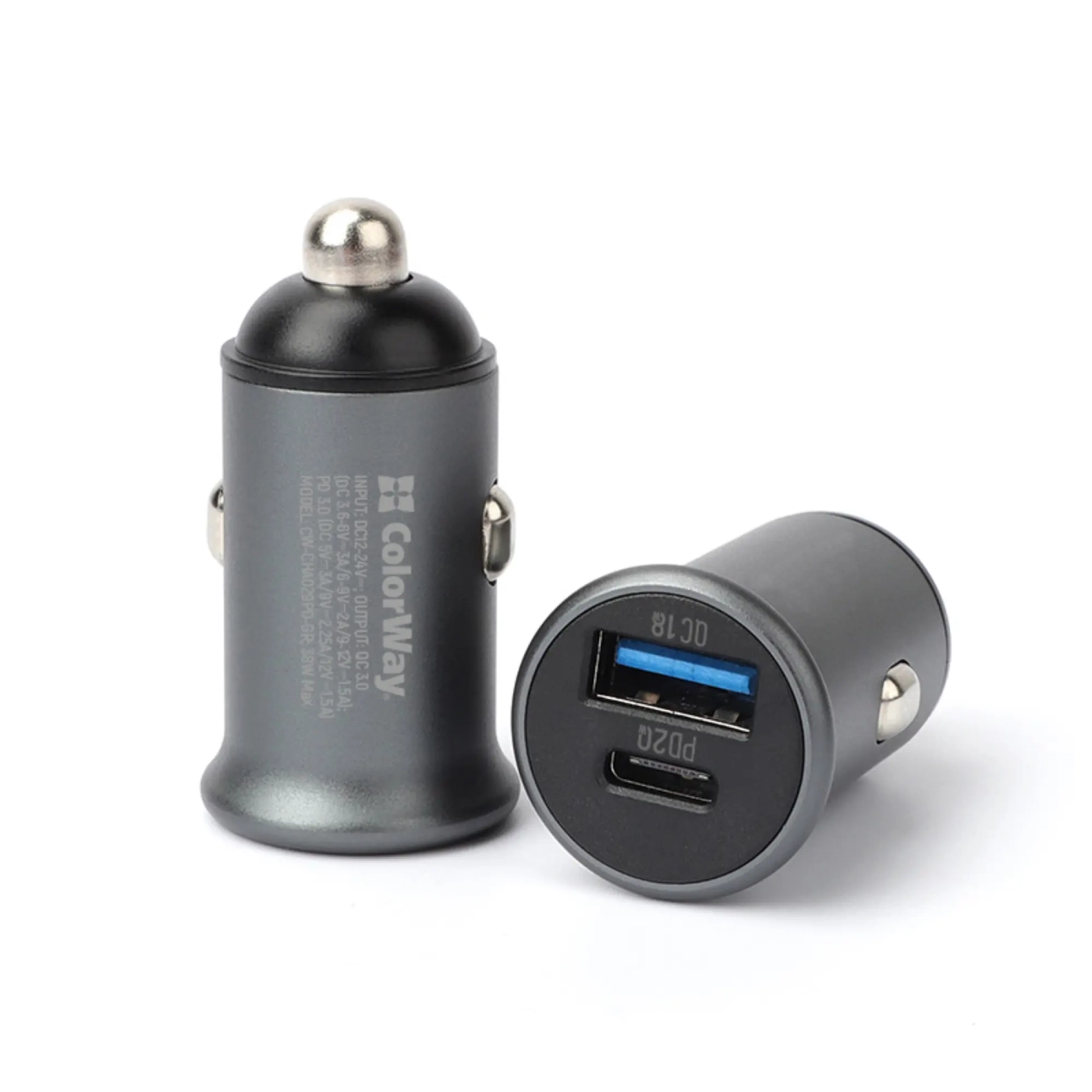 Купити Автомобильное зарядное устройство ColorWay USB-C+USB 38W Gray (CW-CHA029PD-GR) - фото 3