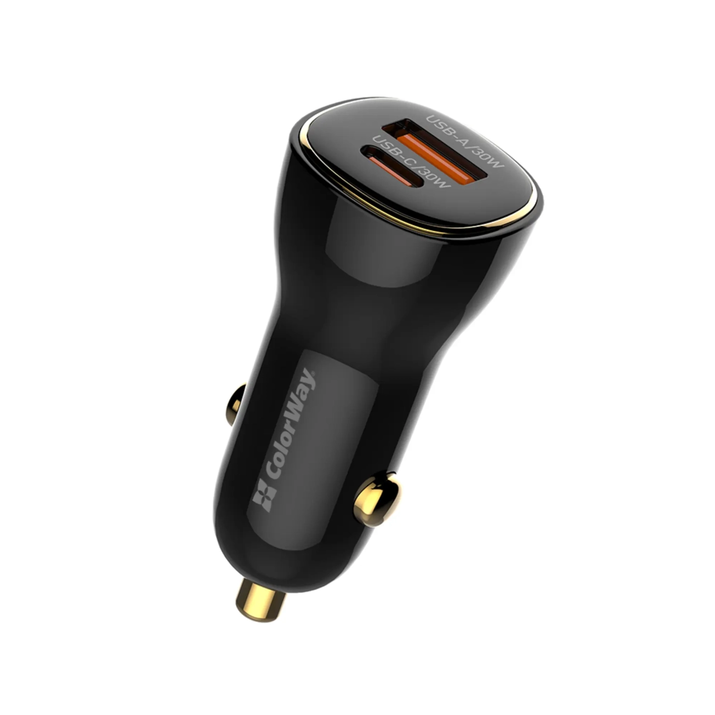 Купити Автомобильное зарядное устройство ColorWay USB-C+USB 60W Black (CW-CHA046PD-BK) - фото 1
