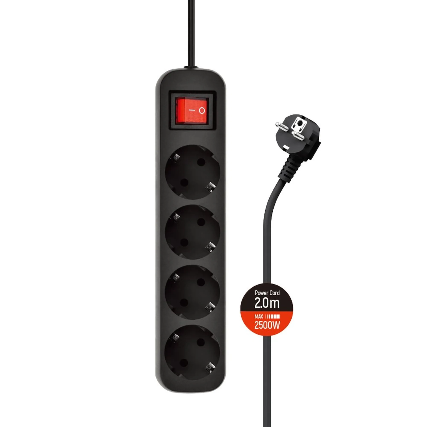 Купить Сетевой фильтр ColorWay 4 розетки 2м Black (CW-PSEA42BK) - фото 1