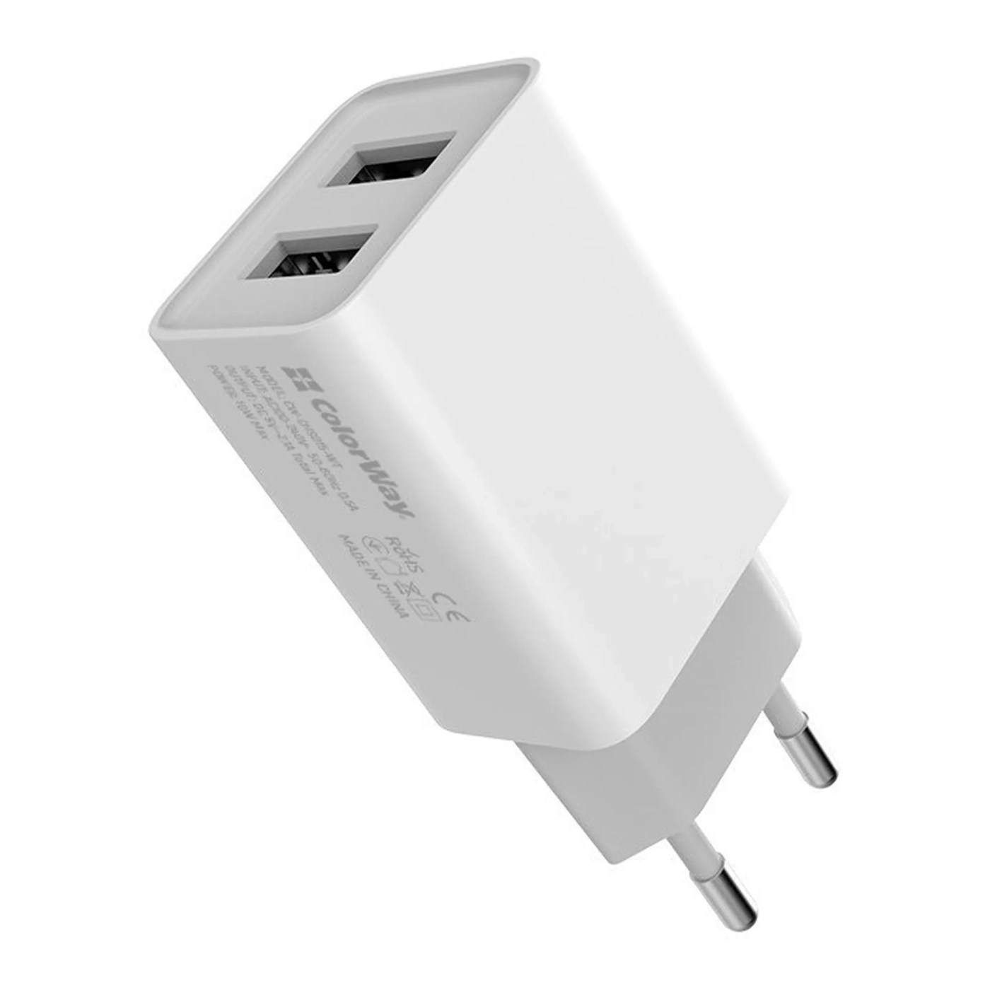 Купить Зарядное устройство ColorWay 2USB 10W 2.1A White (CW-CHS015-WT) - фото 1