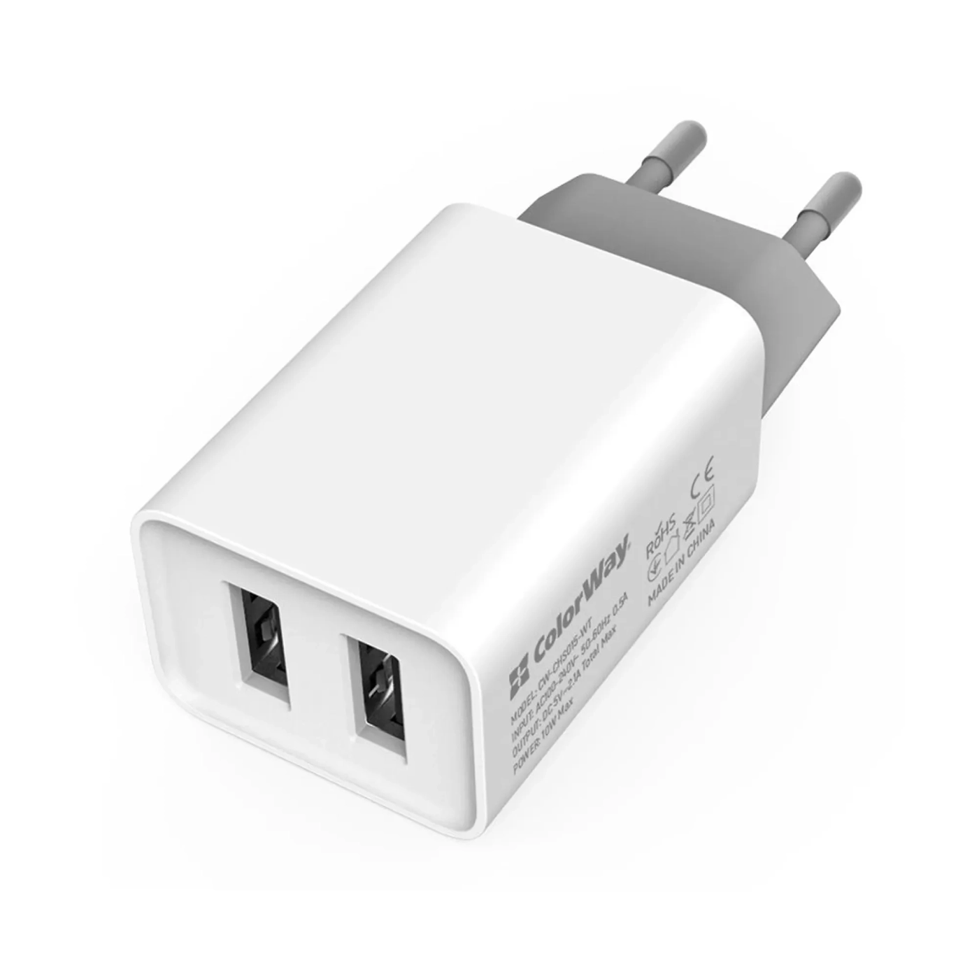 Купить Зарядное устройство ColorWay 2USB 10W 2.1A White (CW-CHS015-WT) - фото 2