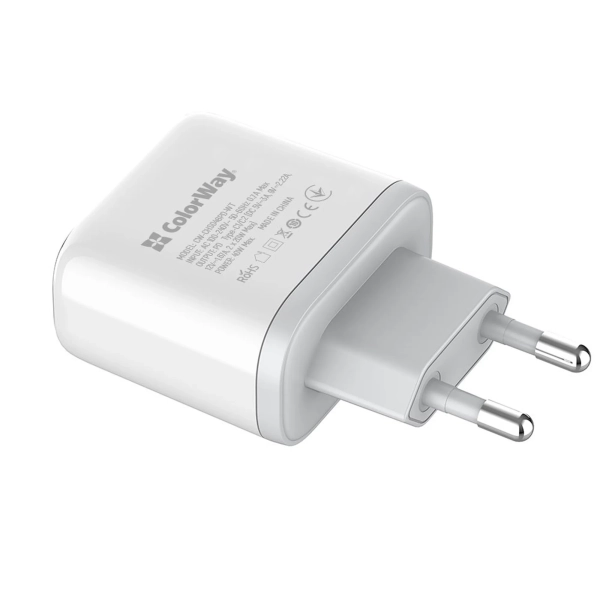 Купить Зарядное устройство ColorWay 2USB-C 40W 3A White (CW-CHS048PD-WT) - фото 6