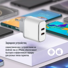 Купить Зарядное устройство ColorWay 2USB-C 40W 3A White (CW-CHS048PD-WT) - фото 9