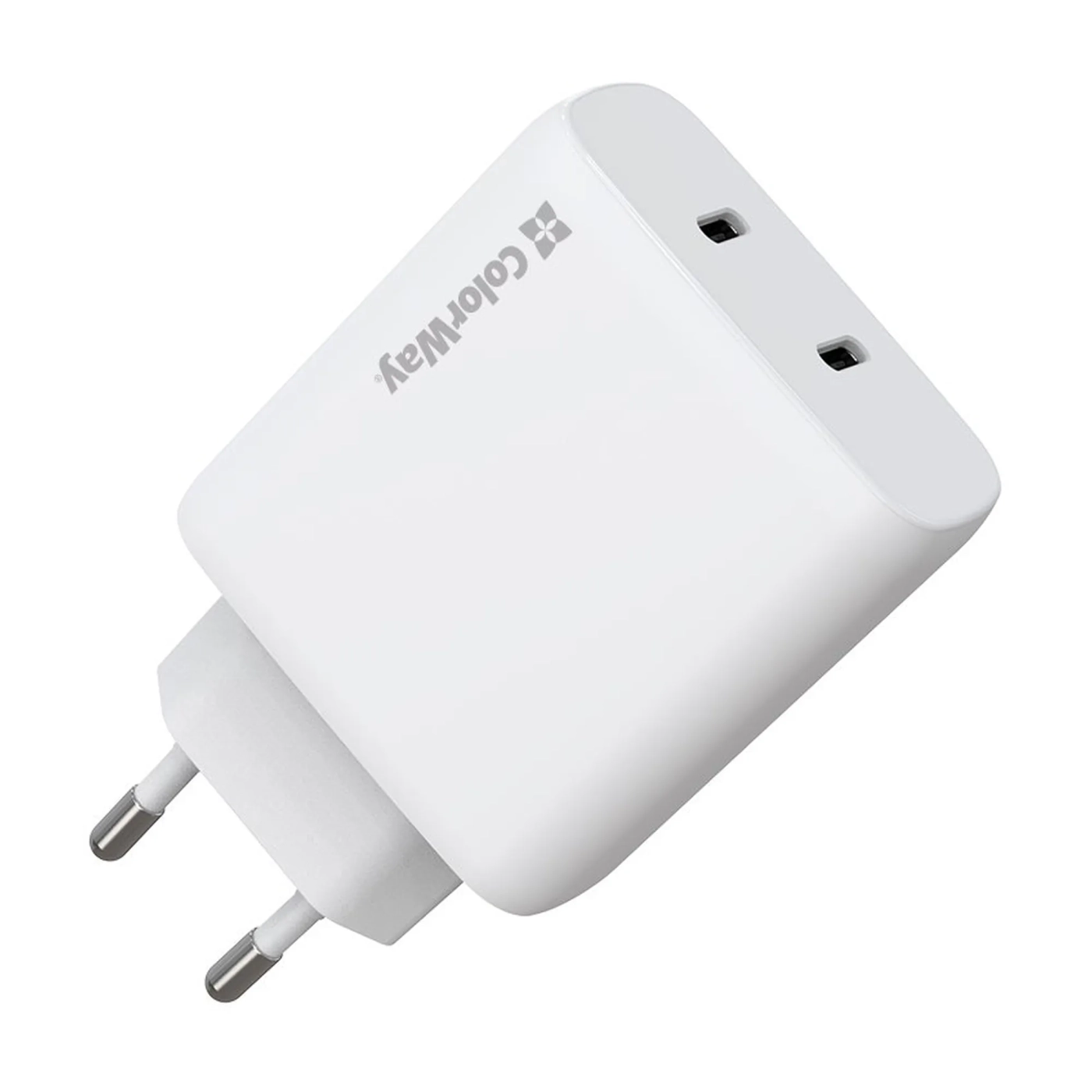 Купить Зарядное устройство ColorWay 2USB-C 50W GaN Mini White (CW-CHS050PD-WT) - фото 1