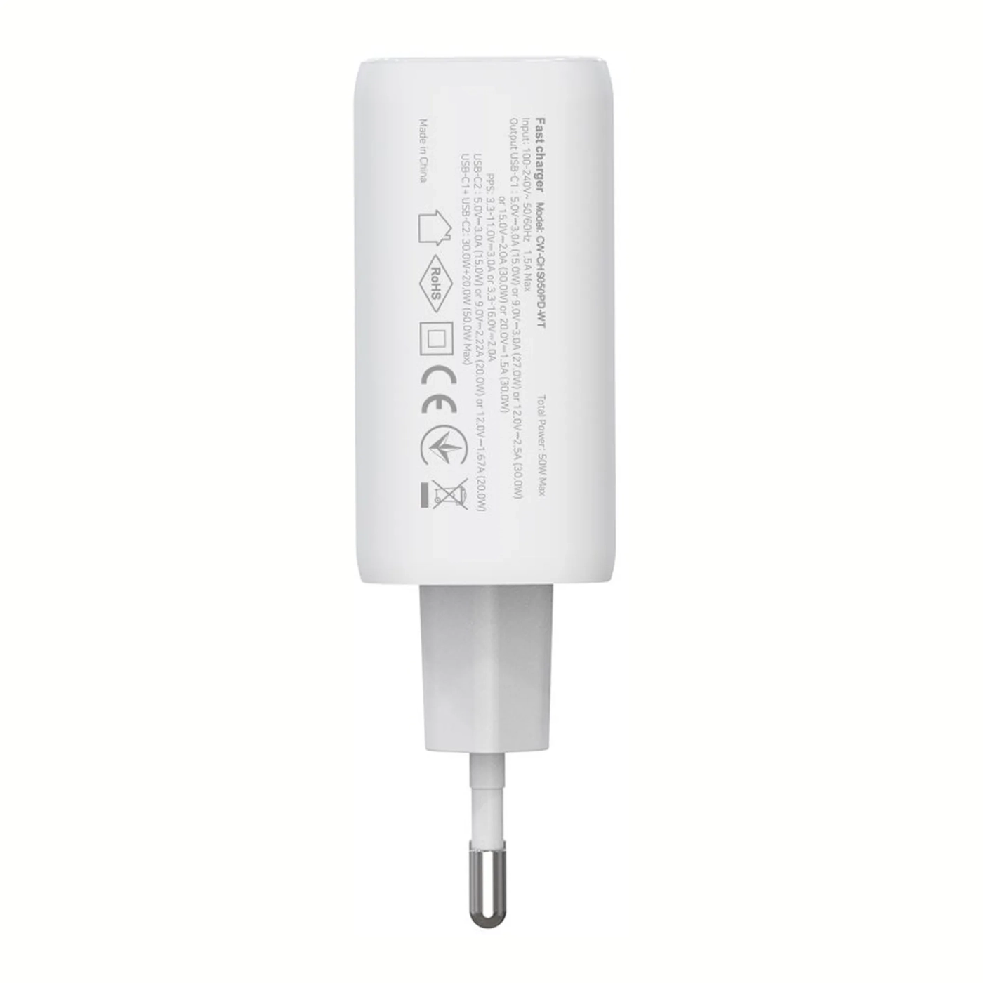 Купить Зарядное устройство ColorWay 2USB-C 50W GaN Mini White (CW-CHS050PD-WT) - фото 3