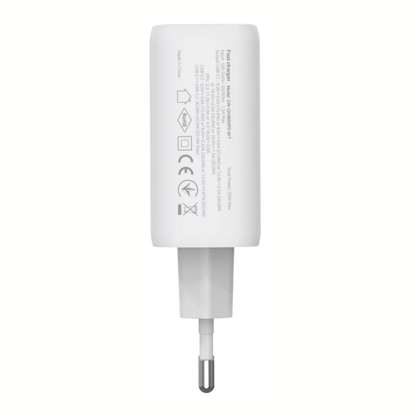 Купить Зарядное устройство ColorWay 2USB-C 50W GaN Mini White (CW-CHS050PD-WT) - фото 3