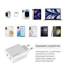 Купить Зарядное устройство ColorWay 2USB-C 50W GaN Mini White (CW-CHS050PD-WT) - фото 11
