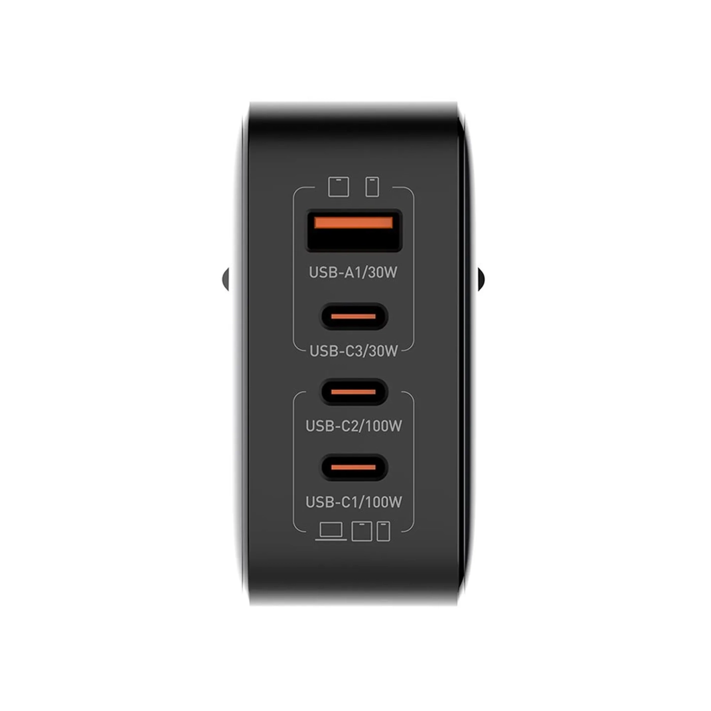 Купить Зарядное устройство ColorWay 3USB-C+USB 100W GaN Black (CW-CHS047PD-BK) - фото 2