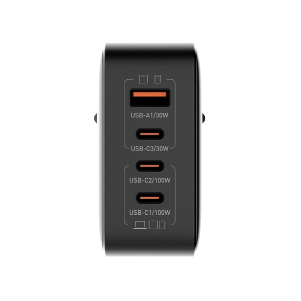 Купить Зарядное устройство ColorWay 3USB-C+USB 100W GaN Black (CW-CHS047PD-BK) - фото 2