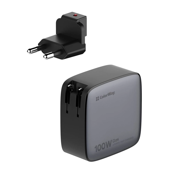 Купить Зарядное устройство ColorWay 3USB-C+USB 100W GaN Black (CW-CHS047PD-BK) - фото 4